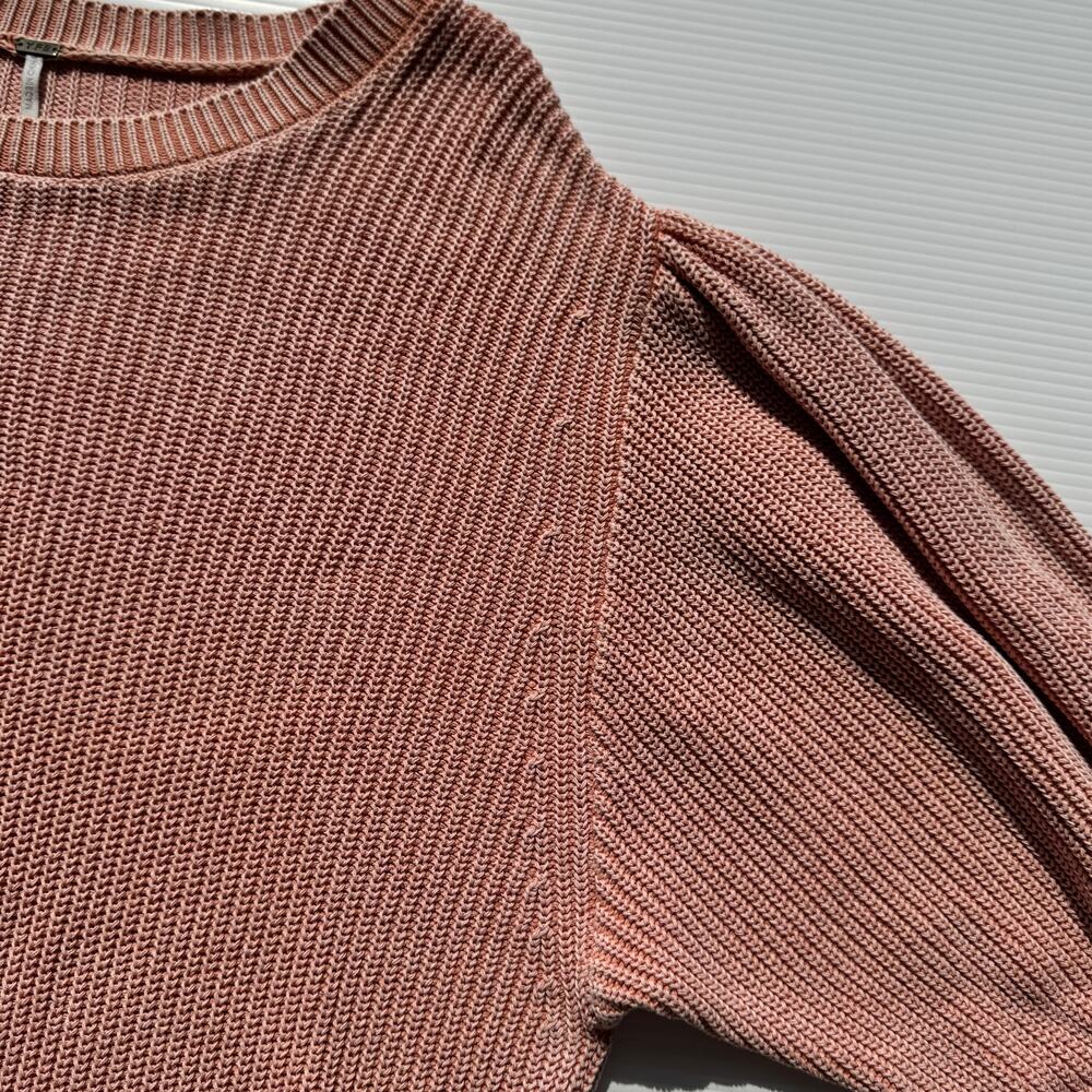 YFB Young Fabulous Broke Knit Sweater Apricot Pink Balloon Sleeve Women’s Medium - Picture 13 of 16